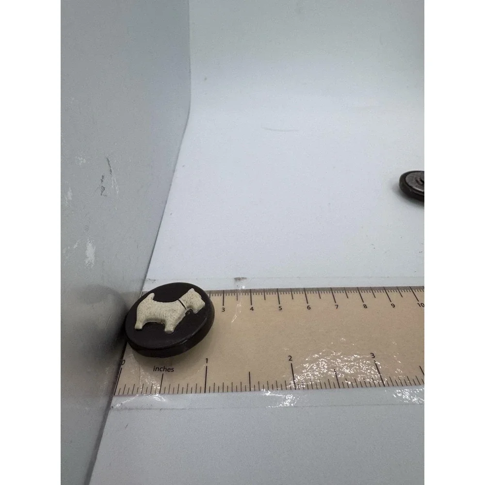 Vintage SCOTTIE DOG Metal And Celluloid Buttons  Set Of 3